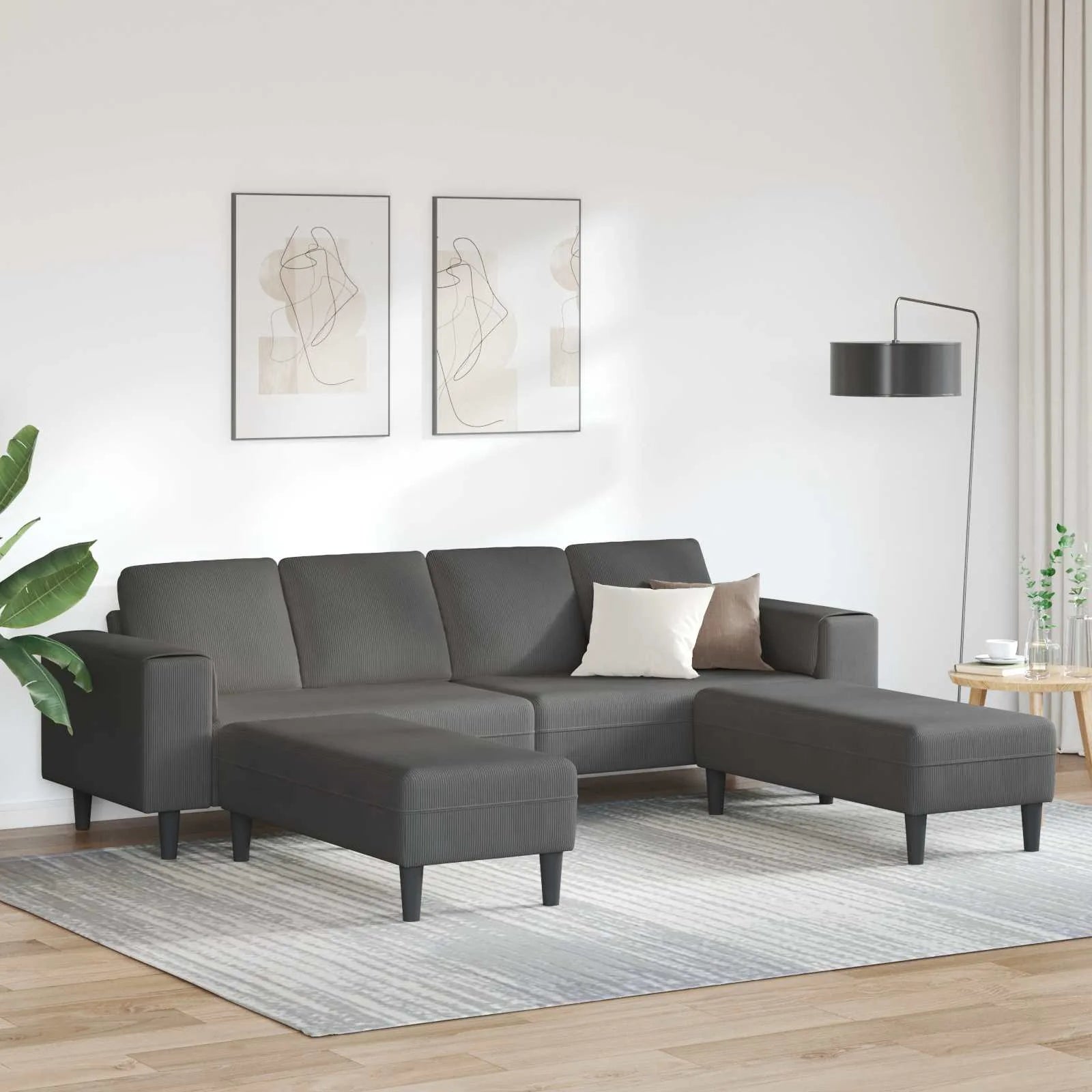 Sofa mit Kissen   Cordstoff