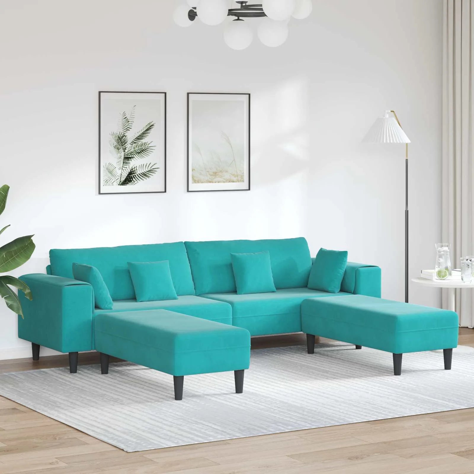 Sofa mit Kissen 3 pcs  Samt