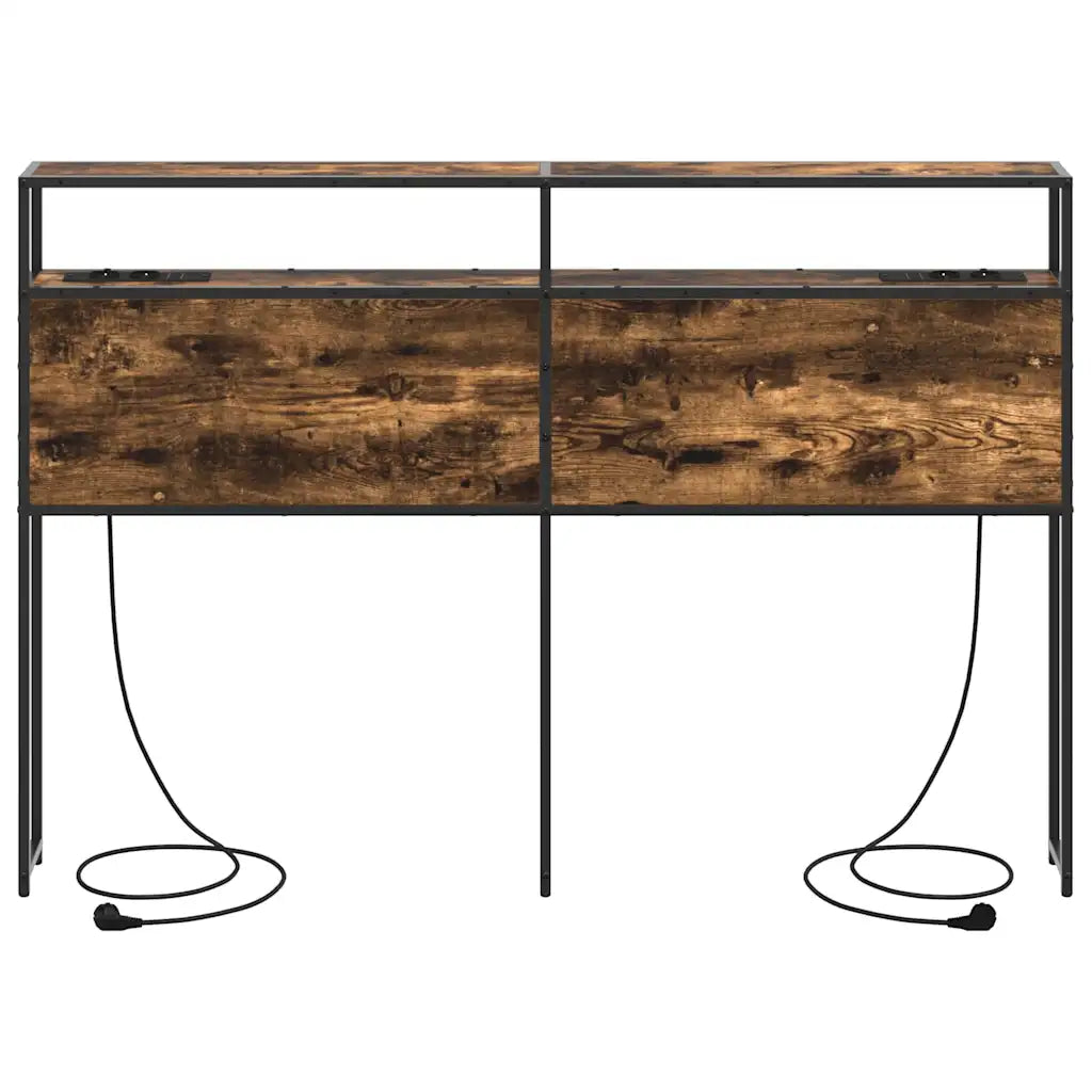 Stauraum-Kopfteil mit Regal Räuchereiche  Holzwerkstoff