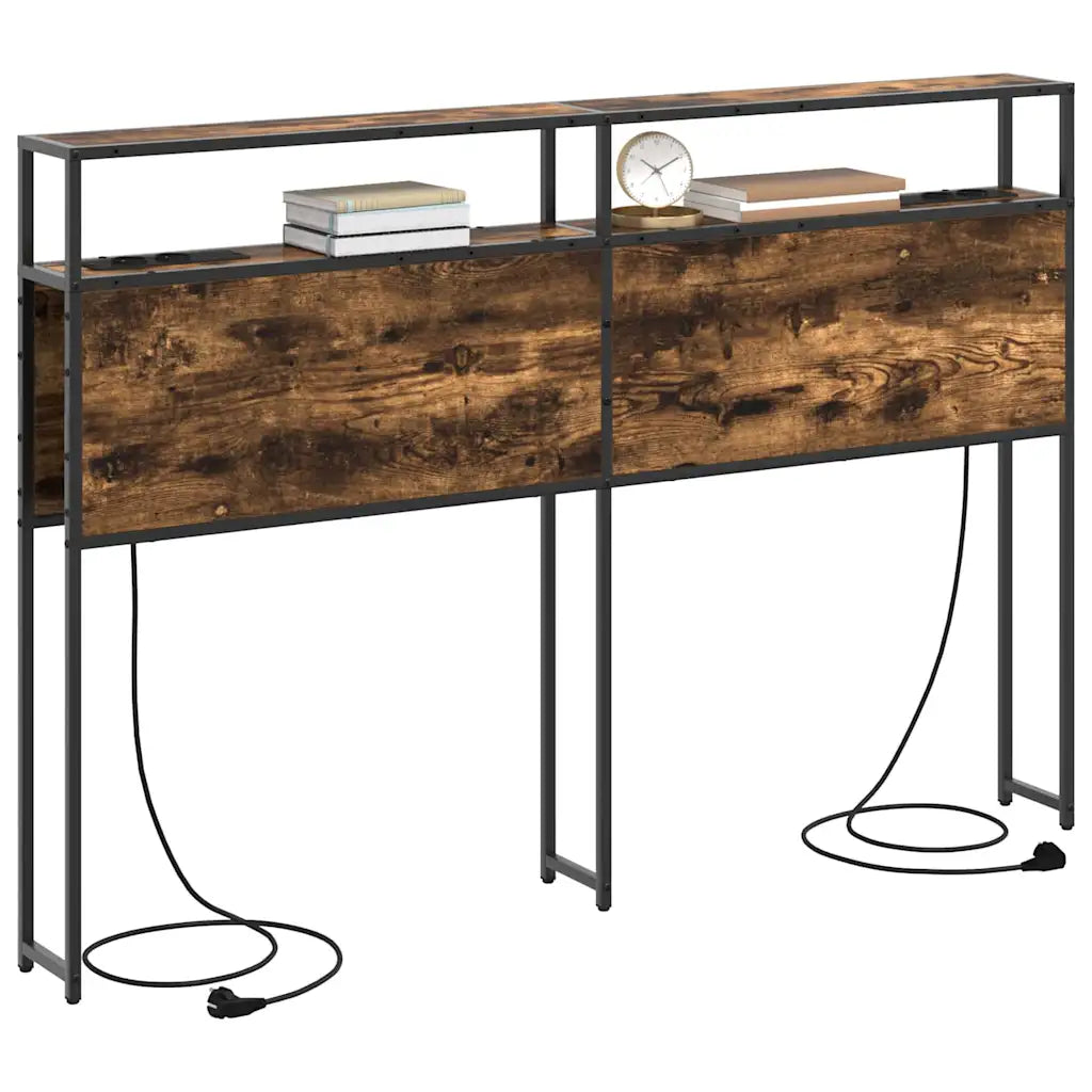 Stauraum-Kopfteil mit Regal Räuchereiche  Holzwerkstoff