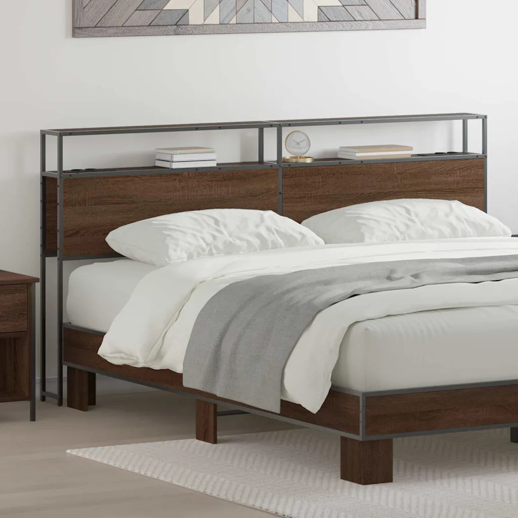 Stauraum-Kopfteil mit Regal Räuchereiche  Holzwerkstoff